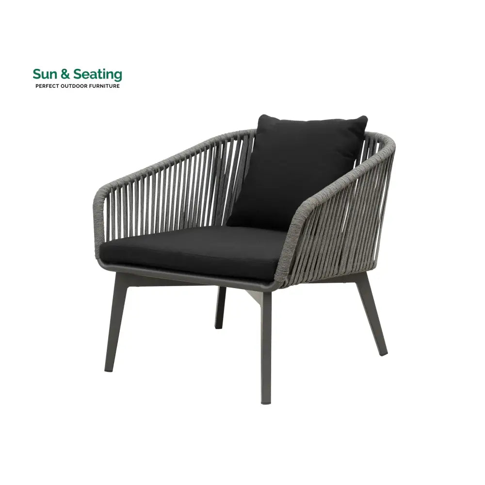 Roxy Outdoor Garden Balcony Sofa Set 2 Seater 2 Single seater and 1 Center Table Set Braid &amp; Rope (Dark Grey) Sofa Sets