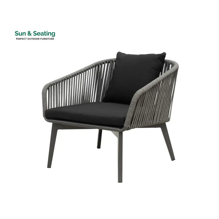 Roxy Outdoor Garden Balcony Sofa Set 2 Seater 2 Single seater and 1 Center Table Set Braid &amp; Rope (Dark Grey) Sofa Sets