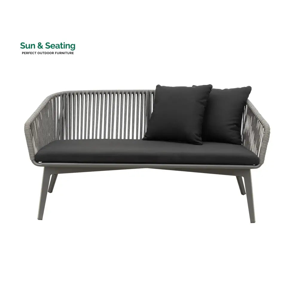 Roxy Outdoor Garden Balcony Sofa Set 2 Seater 2 Single seater and 1 Center Table Set Braid &amp; Rope (Dark Grey) Sofa Sets