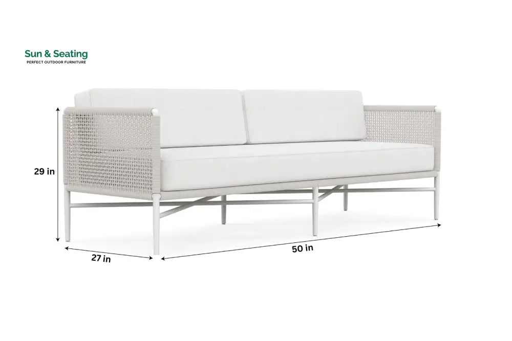 Roza Outdoor Garden Balcony Sofa Set 2 Seater and 2 Single Seater With 1 Center Table Set Braid &amp; Rope (White + Beige)