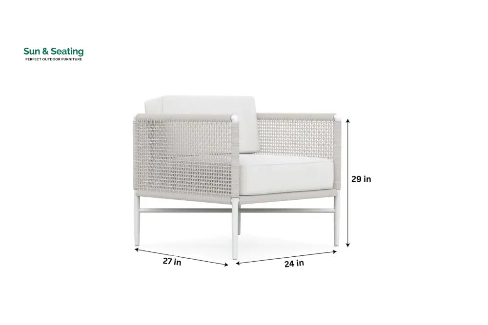 Roza Outdoor Garden Balcony Sofa Set 2 Seater and 2 Single Seater With 1 Center Table Set Braid &amp; Rope (White + Beige)