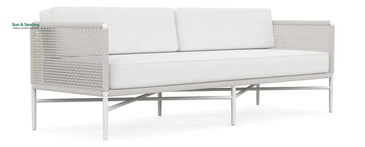 Roza Outdoor Garden Balcony Sofa Set 2 Seater and 2 Single Seater With 1 Center Table Set Braid &amp; Rope (White + Beige)