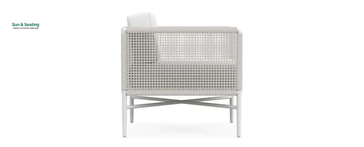 Roza Outdoor Garden Balcony Sofa Set 2 Seater and 2 Single Seater With 1 Center Table Set Braid &amp; Rope (White + Beige)