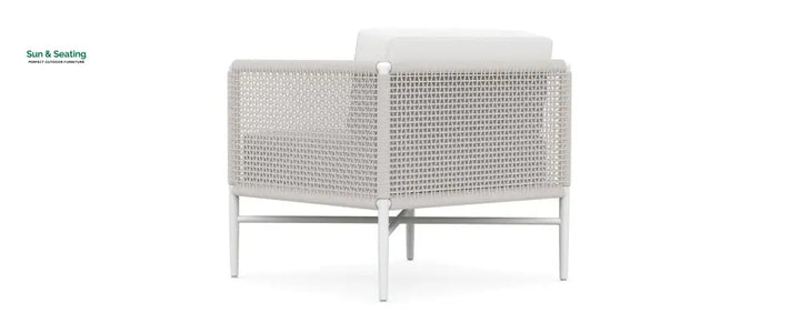 Roza Outdoor Garden Balcony Sofa Set 2 Seater and 2 Single Seater With 1 Center Table Set Braid &amp; Rope (White + Beige)