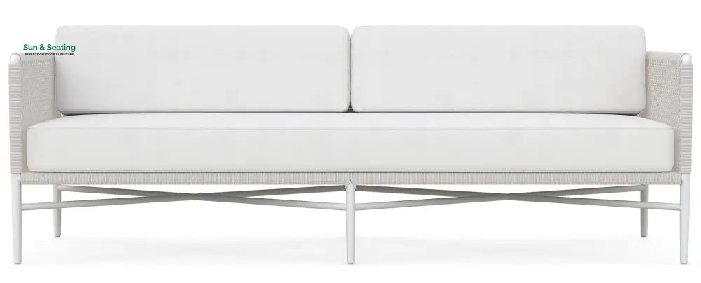 Roza Outdoor Garden Balcony Sofa Set 2 Seater and 2 Single Seater With 1 Center Table Set Braid &amp; Rope (White + Beige)