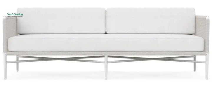 Roza Outdoor Garden Balcony Sofa Set 2 Seater and 2 Single Seater With 1 Center Table Set Braid &amp; Rope (White + Beige)