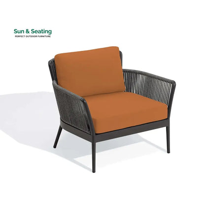 Rua Outdoor Garden Balcony Sofa Set 2 Seater 2 Single Seater 1 Center Table Set (Dark Grey) Braided and Rope Sofa Sets