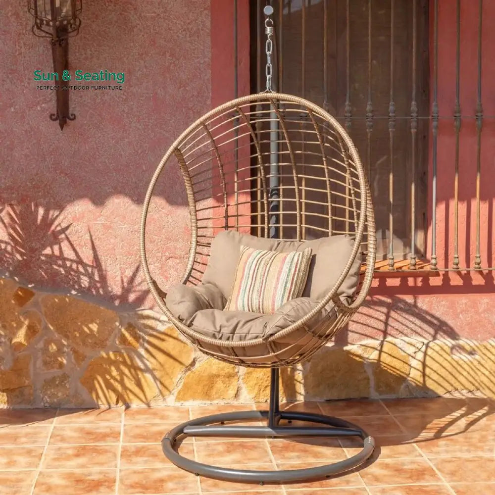 Rua Single Seater Hanging Swing With Stand For Balcony Garden Swing (Honey) Swings