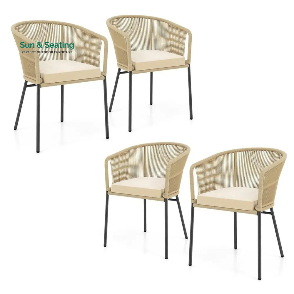 Ruby 4-Piece Outdoor Rope Patio Dining Chairs Dinning Chairs