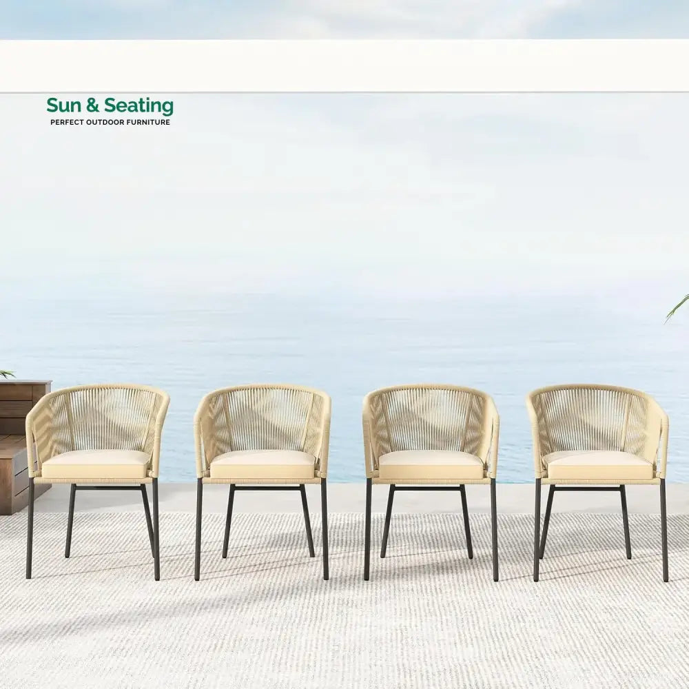 Ruby 4-Piece Outdoor Rope Patio Dining Chairs Dinning Chairs