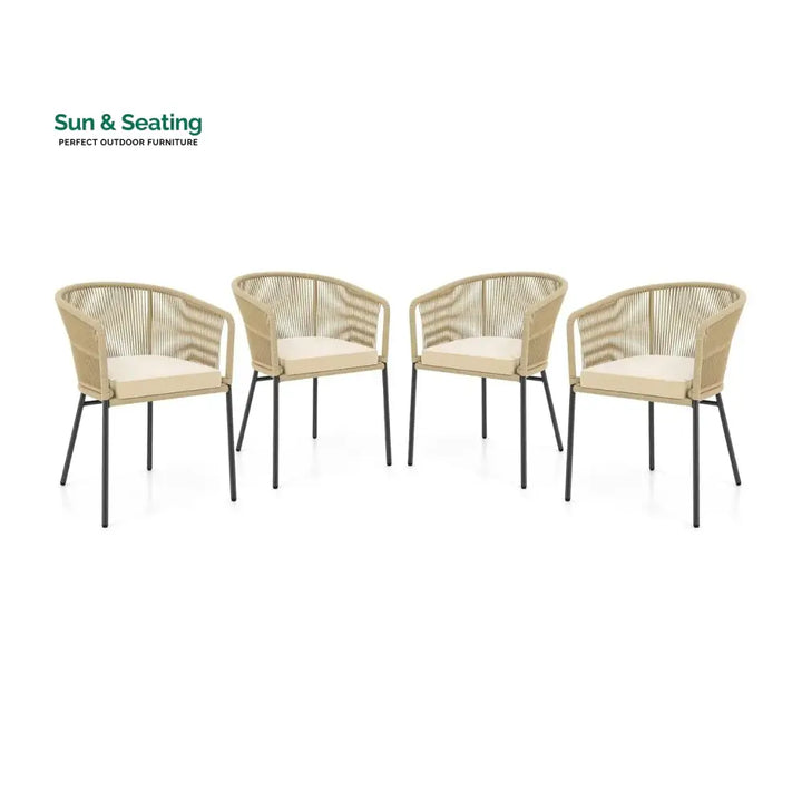 Ruby 4-Piece Outdoor Rope Patio Dining Chairs Dinning Chairs