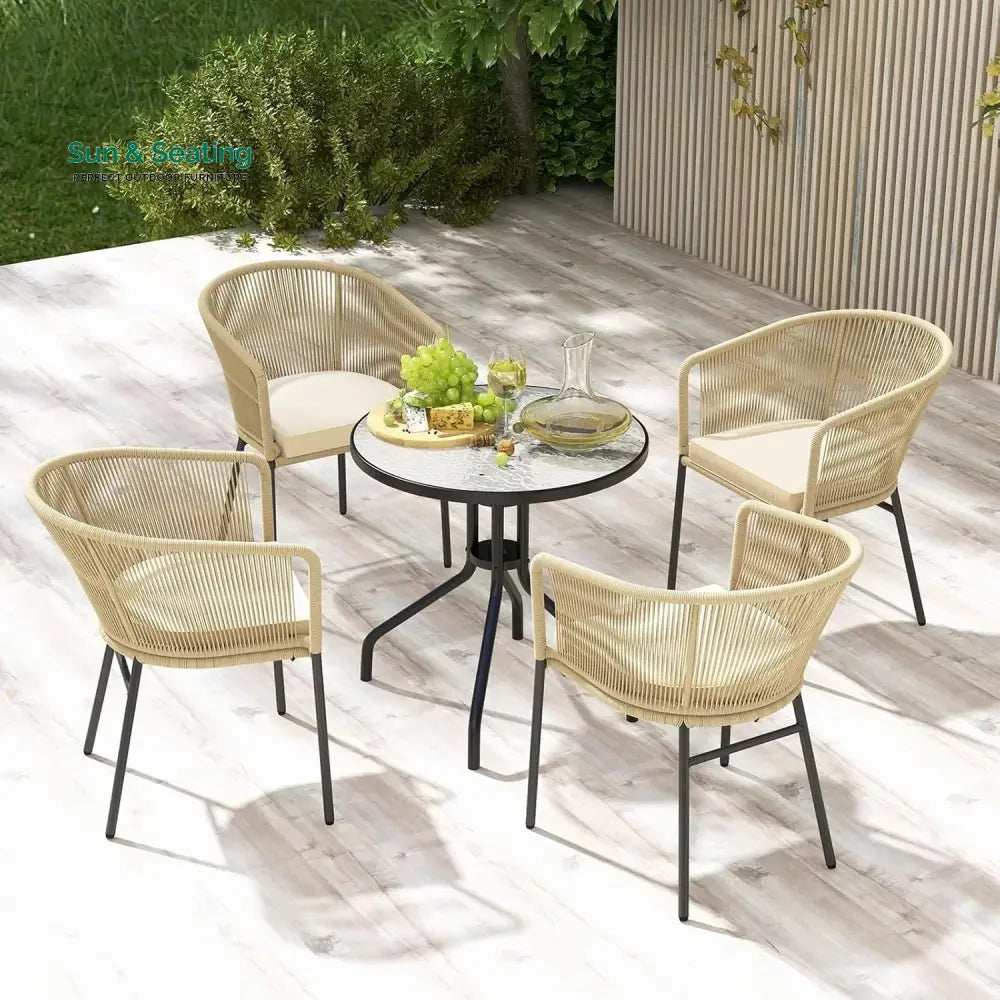 Ruby 4-Piece Outdoor Rope Patio Dining Chairs Dinning Chairs