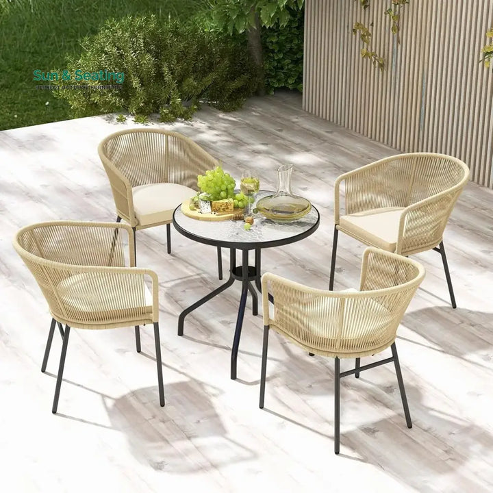 Ruby 4-Piece Outdoor Rope Patio Dining Chairs Dinning Chairs