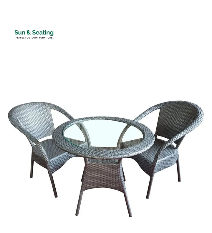 Rudra Outdoor Patio Seating Set 2 Chairs and 1 Table Set (Silver) Coffee Table Sets