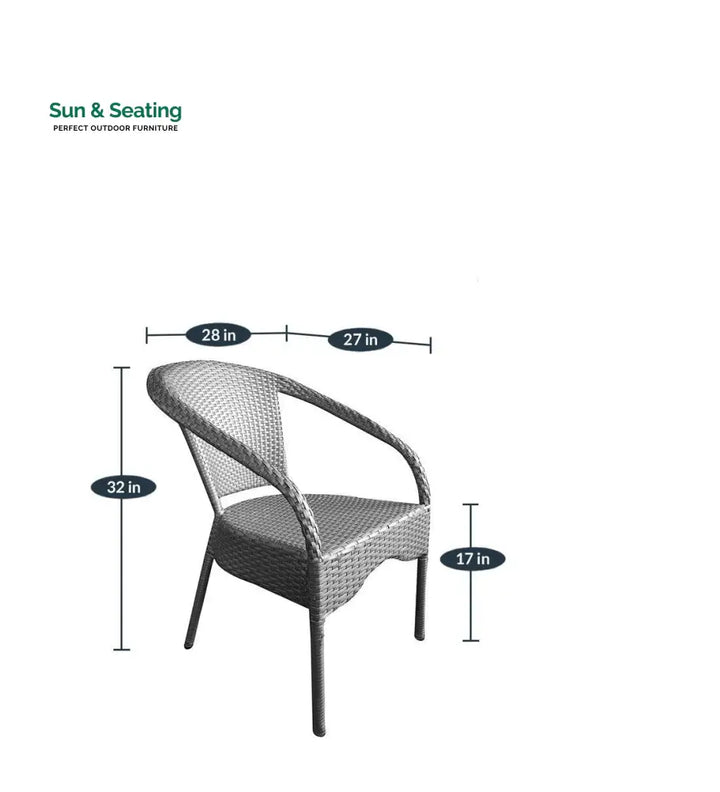 Rudra Outdoor Patio Seating Set 2 Chairs and 1 Table Set (Silver) Coffee Table Sets