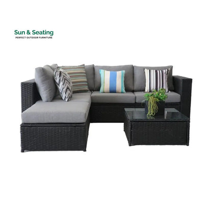 Rufino Outdoor Patio Sofa Set 5 Seater 1 Center Table (Black) Sofa Sets