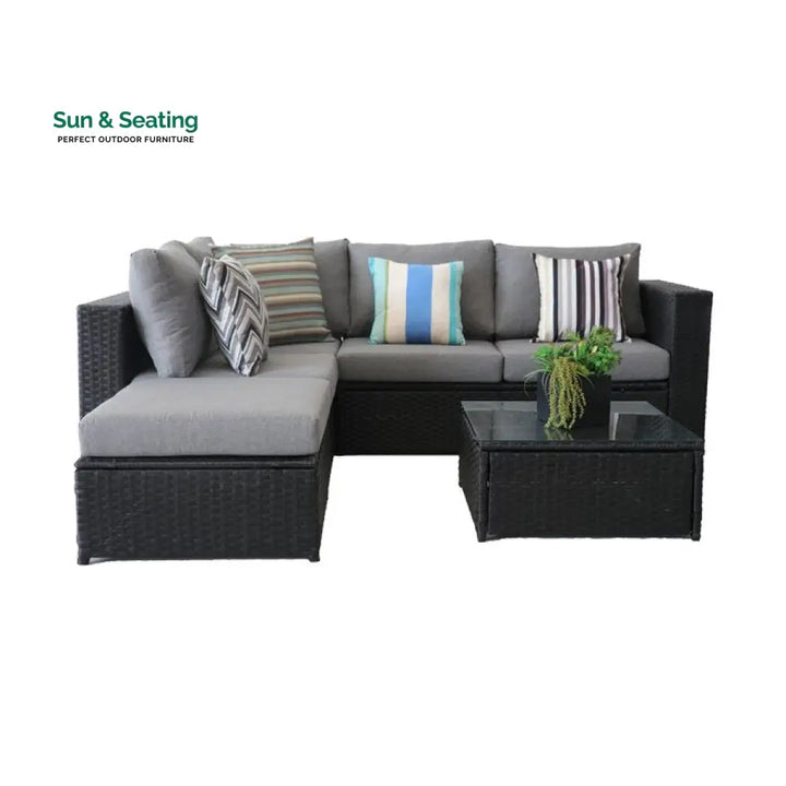 Rufino Outdoor Patio Sofa Set 5 Seater 1 Center Table (Black) Sofa Sets