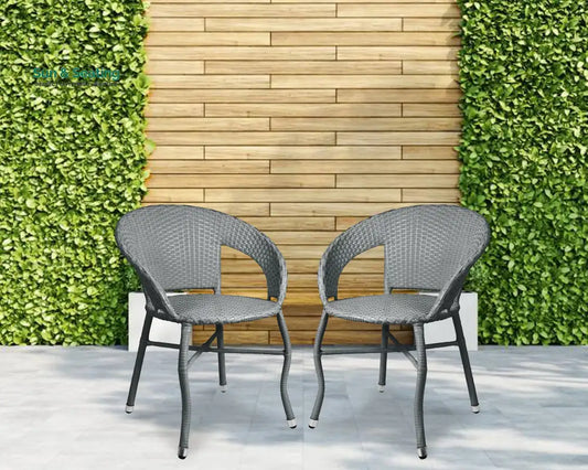 Ruler Outdoor Patio Seating Set 2 Chairs Set (Grey) Coffee Table Sets