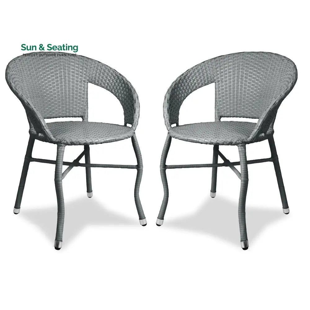 Ruler Outdoor Patio Seating Set 2 Chairs Set (Grey) Coffee Table Sets