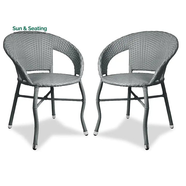 Ruler Outdoor Patio Seating Set 2 Chairs Set (Grey) Coffee Table Sets