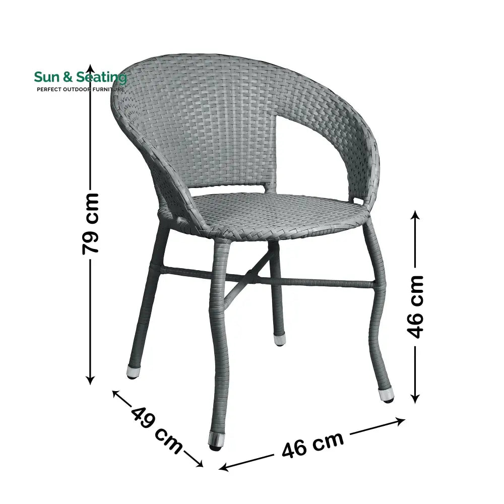 Ruler Outdoor Patio Seating Set 2 Chairs Set (Grey) Coffee Table Sets