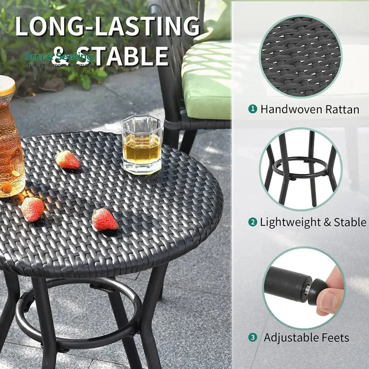 Rulos Outdoor Patio Seating Set 2 Chairs and 1 Table Set (Black) Coffee Table Sets
