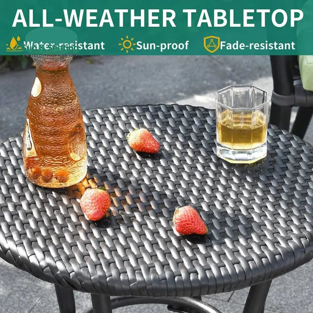 Rulos Outdoor Patio Seating Set 2 Chairs and 1 Table Set (Black) Coffee Table Sets