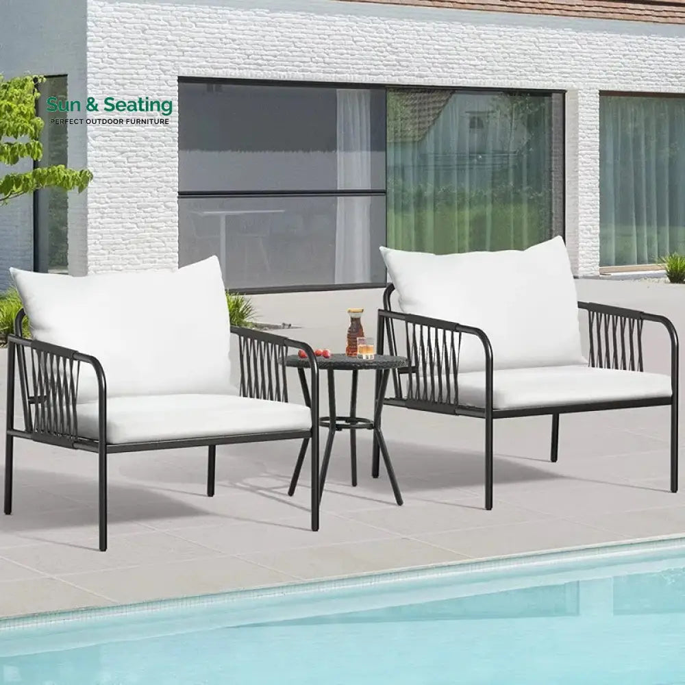 Rulos Outdoor Patio Seating Set 2 Chairs and 1 Table Set (Black) Coffee Table Sets