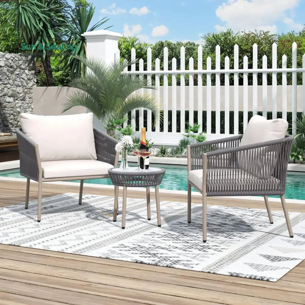 Ruqayyah 3-Piece Rope Patio Set - Perfect for Outdoor Patio Set