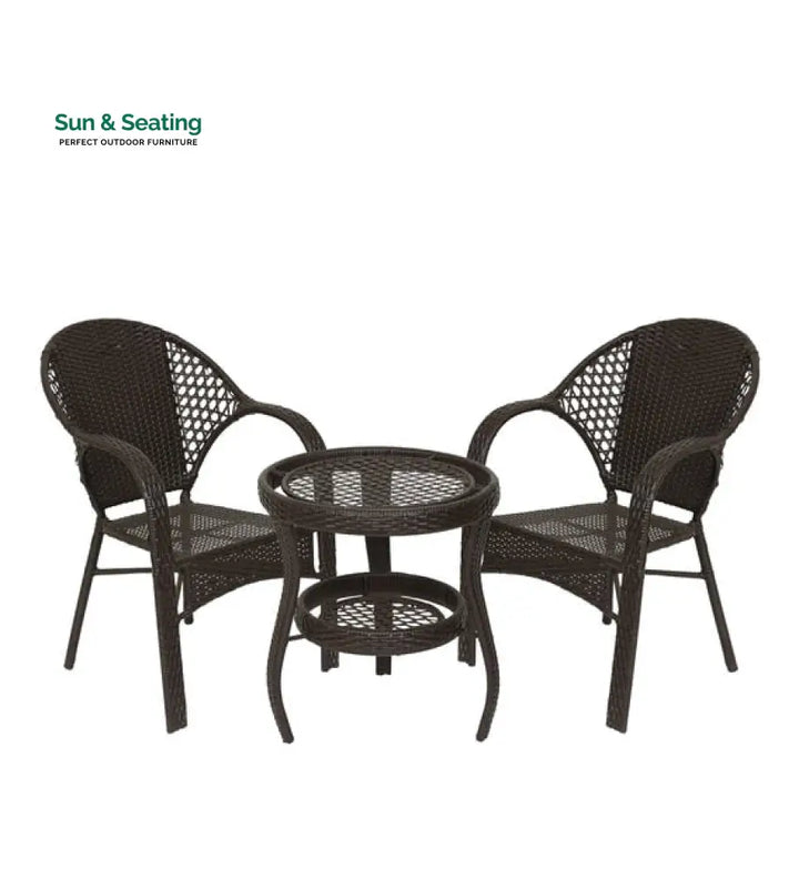 Rutu Outdoor Patio Seating Set 2 Chairs and 1 Table Set (Brown) Coffee Table Sets