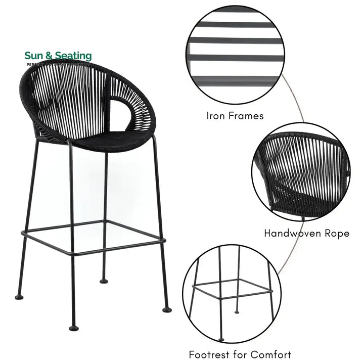 Saanvi 2-Piece Outdoor Rope Bar Chairs – Stylish Comfort Built to Last Bar Chairs