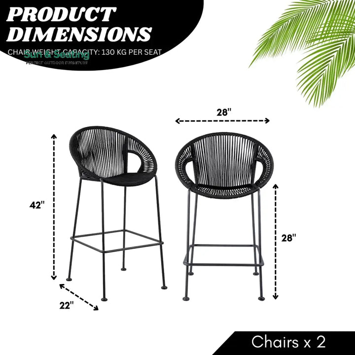 Saanvi 2-Piece Outdoor Rope Bar Chairs – Stylish Comfort Built to Last Bar Chairs