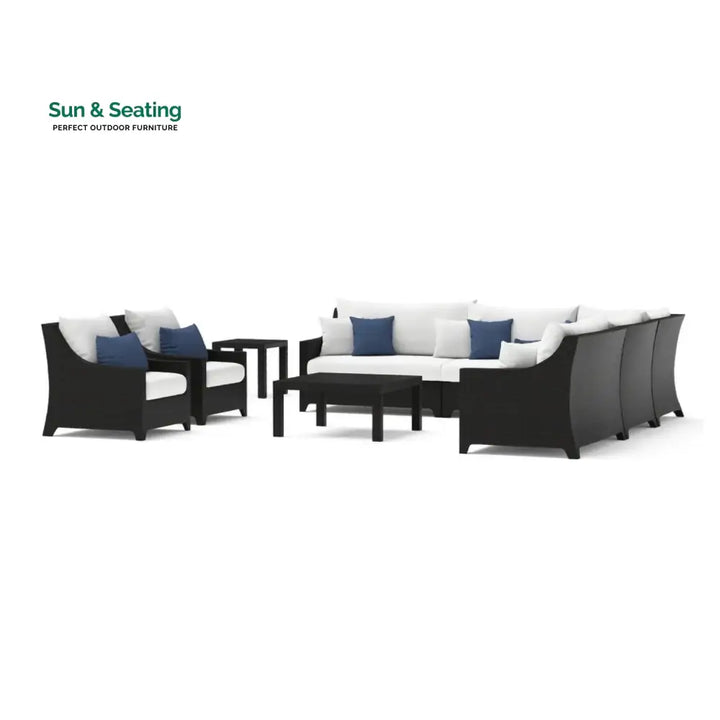 Saba All Weather Outdoor Wicker Garden L-Shape Sectional Conversation Set Sofa Set