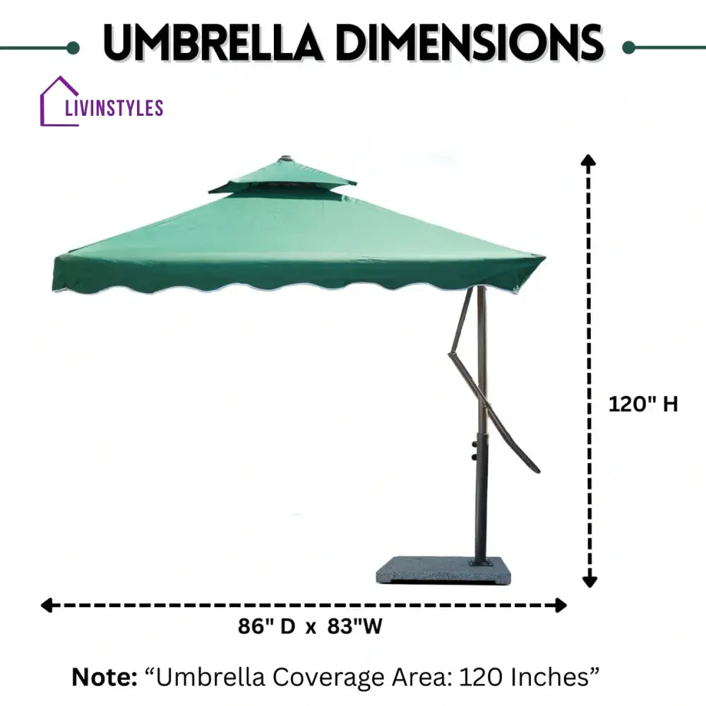 Sadik Marble Base Metal Frame Outdoor Umbrella - Green