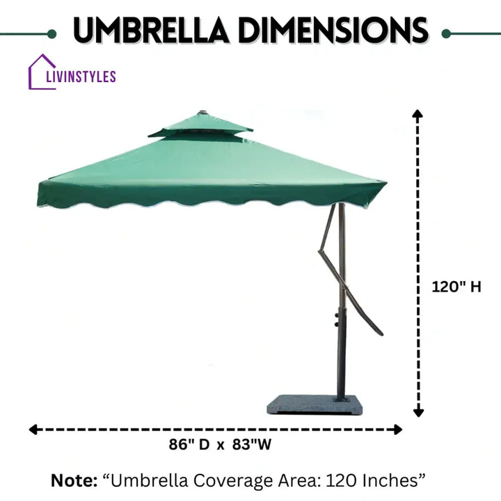 Sadik Marble Base Metal Frame Outdoor Umbrella - Green