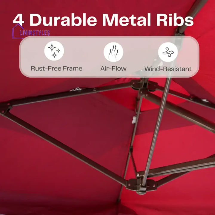 Sadik Marble Base Metal Frame Outdoor Umbrella - Maroon