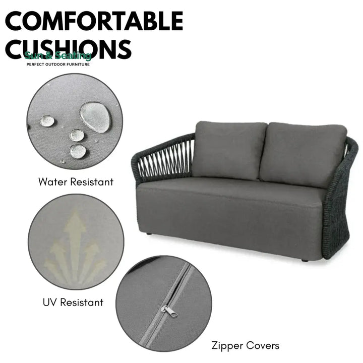 Saeko 4-Piece Outdoor Braid &amp; Rope Sofa Set (Grey) Sofa Set