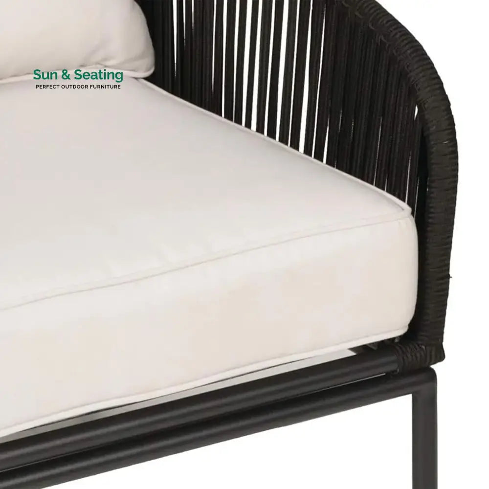 Safiya 3 Piece Outdoor Rope Bistro Set (Black &amp; White) Patio Set