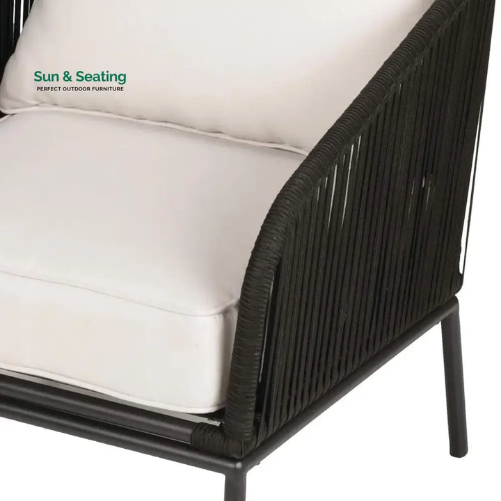 Safiya 3 Piece Outdoor Rope Bistro Set (Black &amp; White) Patio Set