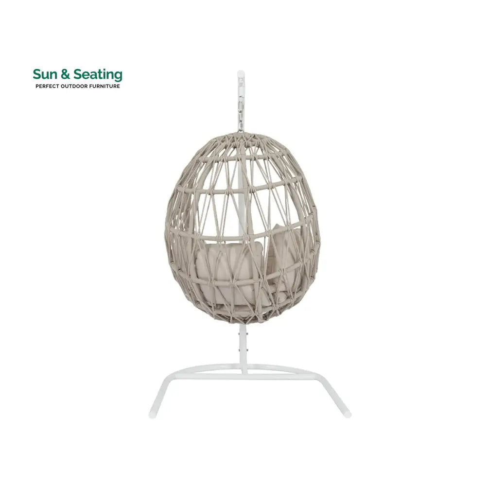 Saga Single Seater Hanging Swing With Stand For Balcony Garden (Cream) Braided &amp; Rope Swings