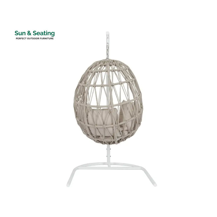 Saga Single Seater Hanging Swing With Stand For Balcony Garden (Cream) Braided &amp; Rope Swings