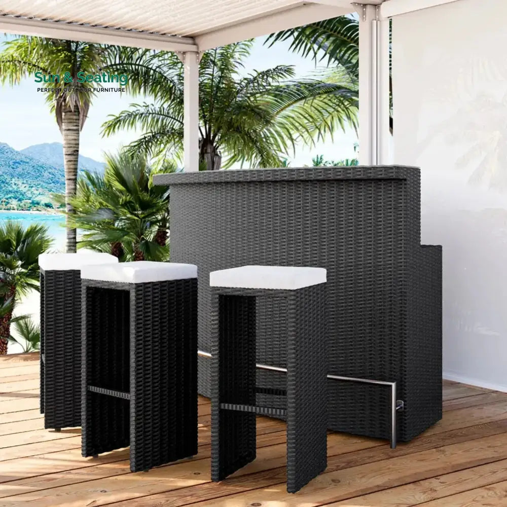 Saira 3-Seater Outdoor Rattan Wicker Bar Set Bar Set