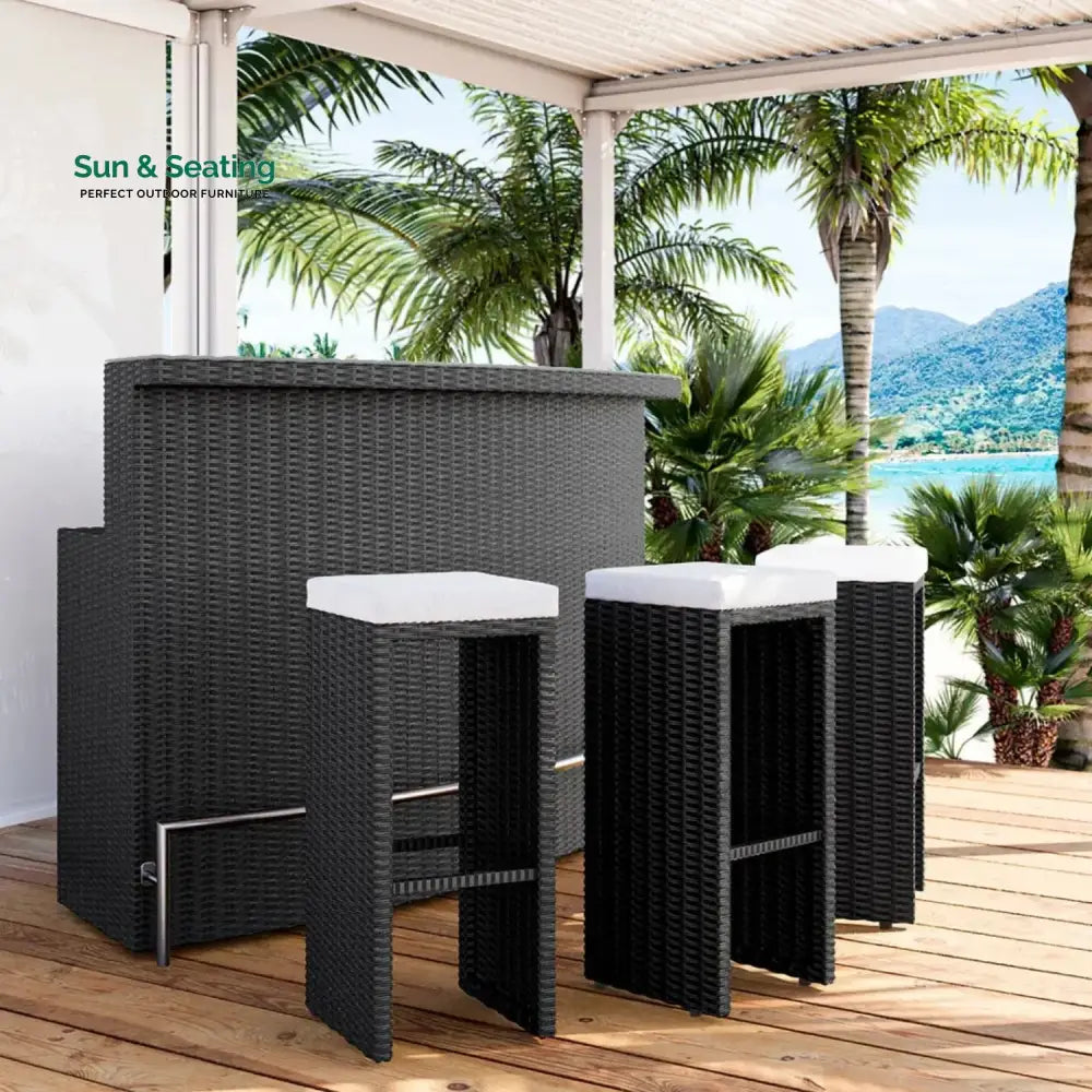Saira 3-Seater Outdoor Rattan Wicker Bar Set Bar Set