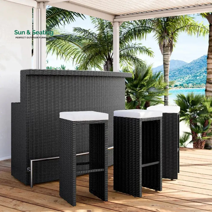 Saira 3-Seater Outdoor Rattan Wicker Bar Set Bar Set