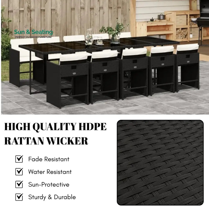 Saisha 11-Piece Outdoor Rattan Wicker Dinning Set Dining Set