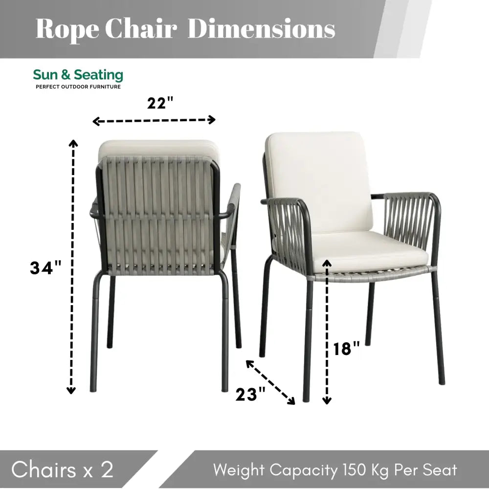 Sakshi 2-Piece Outdoor Rope Patio Dining Chairs Dinning Chairs