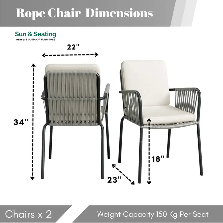 Sakshi 2-Piece Outdoor Rope Patio Dining Chairs Dinning Chairs