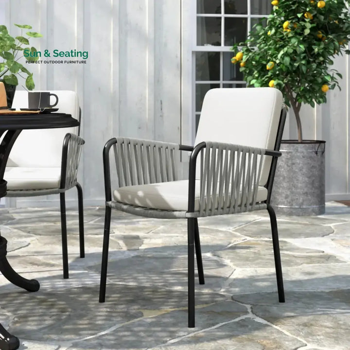 Sakshi 2-Piece Outdoor Rope Patio Dining Chairs Dinning Chairs