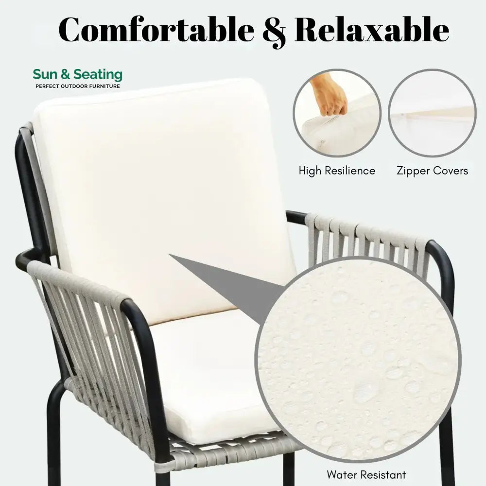 Sakshi 2-Piece Outdoor Rope Patio Dining Chairs Dinning Chairs
