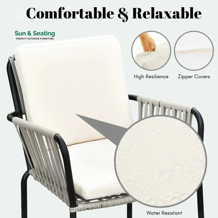 Sakshi 2-Piece Outdoor Rope Patio Dining Chairs Dinning Chairs